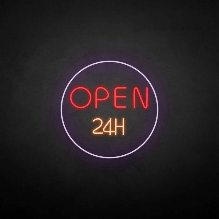Customize 'OPEN 24H' neon sign