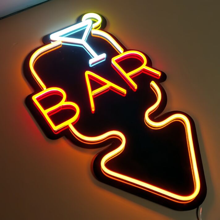 Customize Bar Wall Decor Neon Black Backsplash