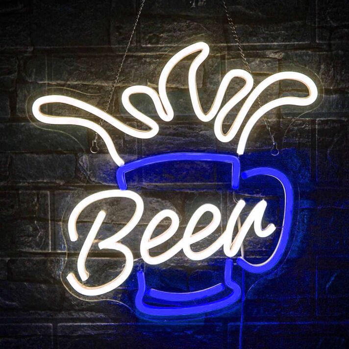 Customize Bubbling Beer Mug Icon Neon Light
