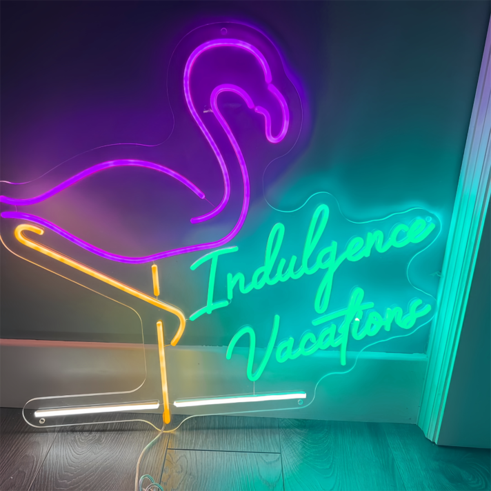 Customize Indulgence Vacations Flamingo Neon Sign