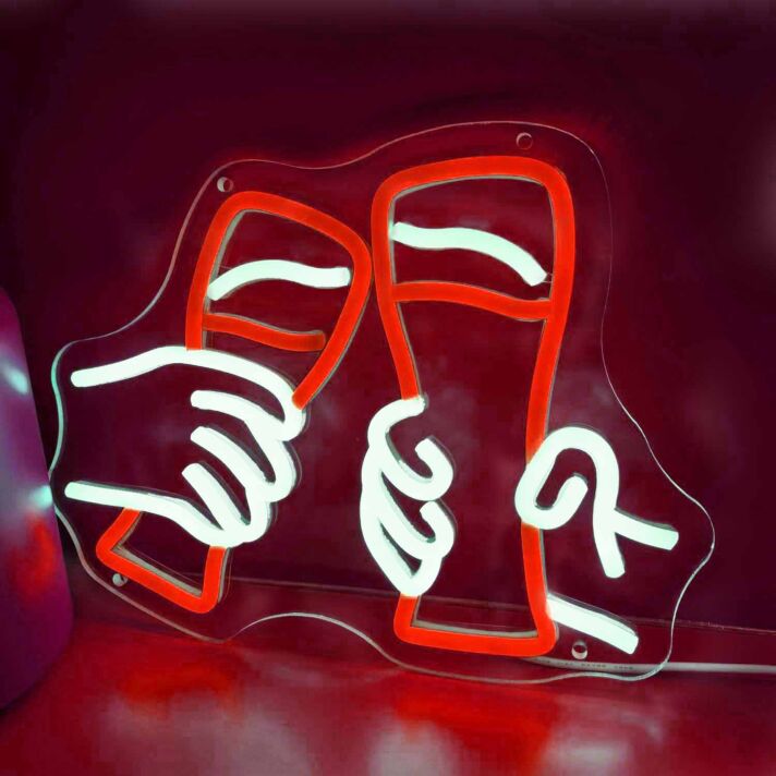 Large Beer Mug Toasting Bar Neon Sign