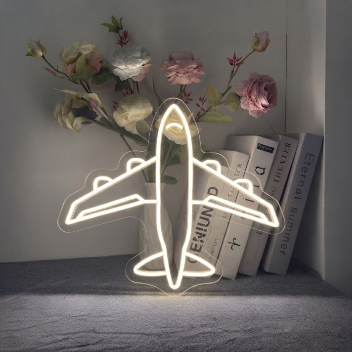 Airplane Neon Sign for Travel Enthusiasts and Fun Decor