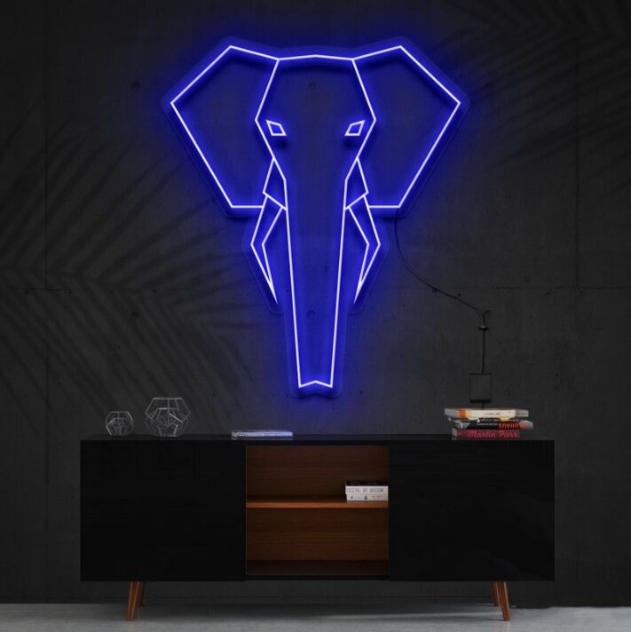 Geometric Elephant Neon Sign for Modern and Artistic Decor