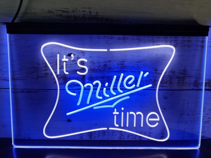 Miller It's Miller Time Dual LED Neon Sign for Beer Lovers and Bars
