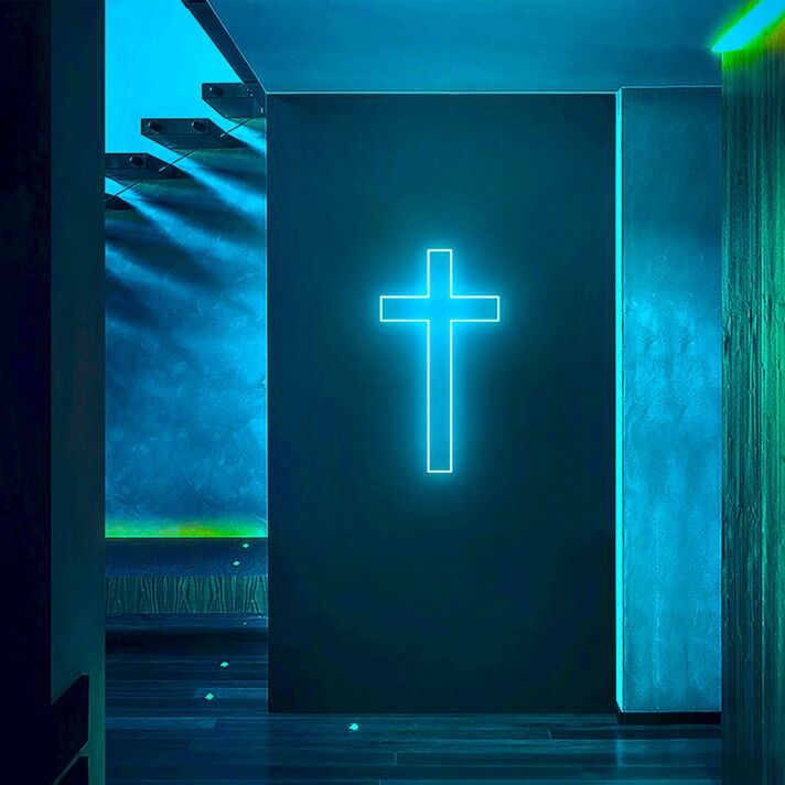 Church Cross Neon Sign for Religious and Spiritual Spaces