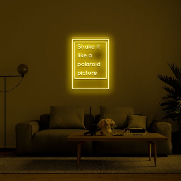 Shake It Like A Polaroid Picture Neon Sign for Fun and Playful Spaces