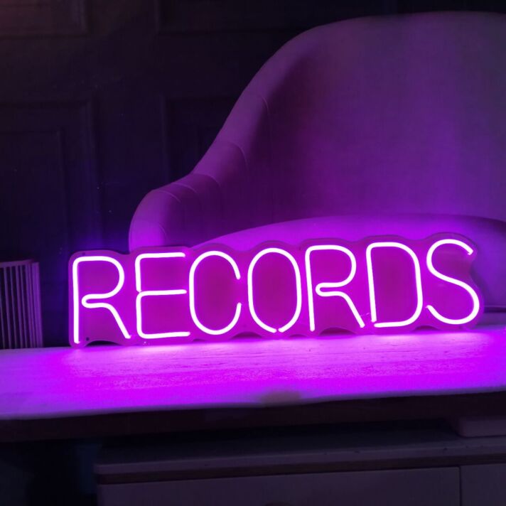 Records Neon Sign for Music Lovers