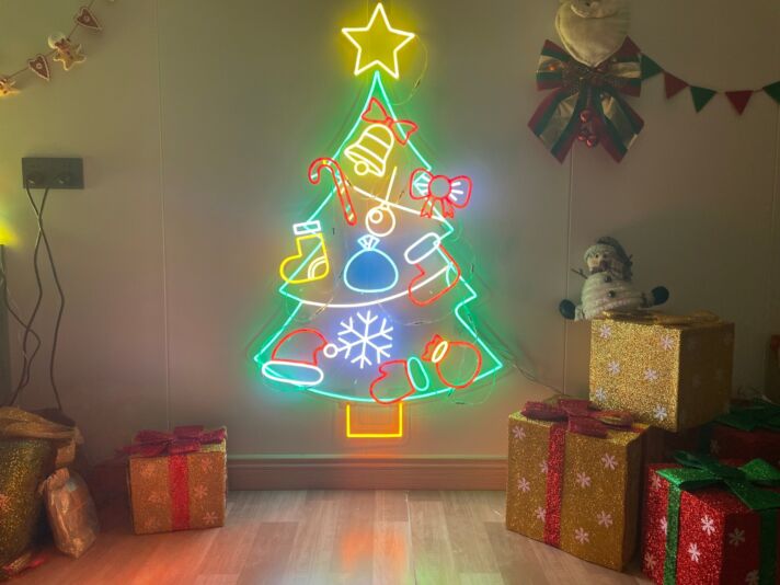 Decorated Christmas Tree LED Neon Sign