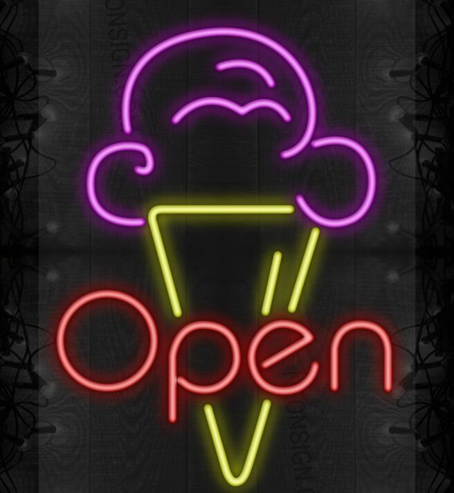 Ice Cream Open Neon Sign LED Neon Sign for Sweet and Fun Spaces
