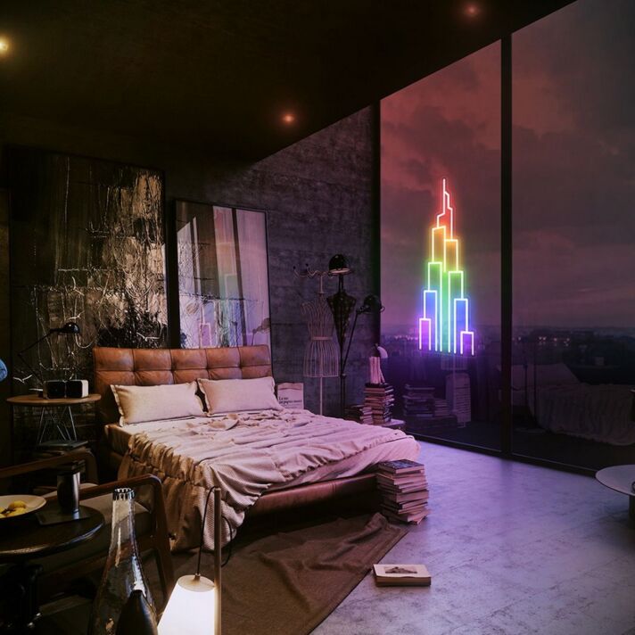 Tower Neon Sign for City and Urban Decor