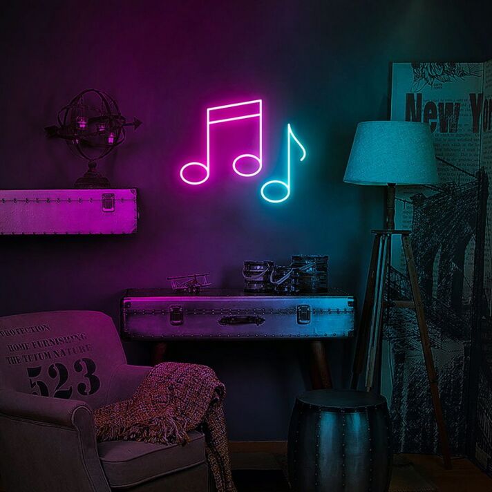 Music Notes Neon Sign for Music Lovers