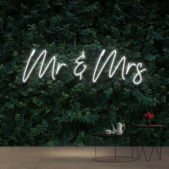 Mr Mrs Neon Sign for Wedding Decor and Romantic Settings
