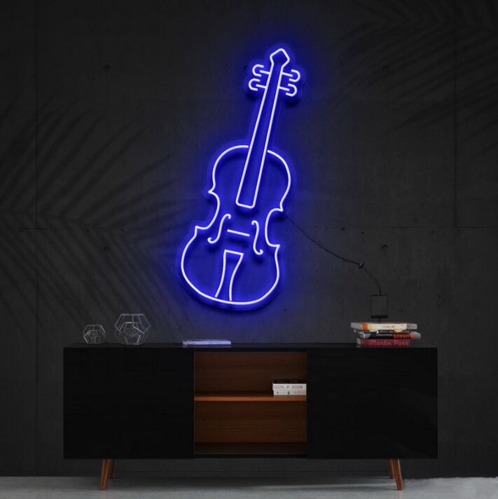 Violin Neon Sign for Music Lovers and Studios