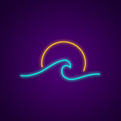 Wave Neon Sign for Nature and Coastal Decor
