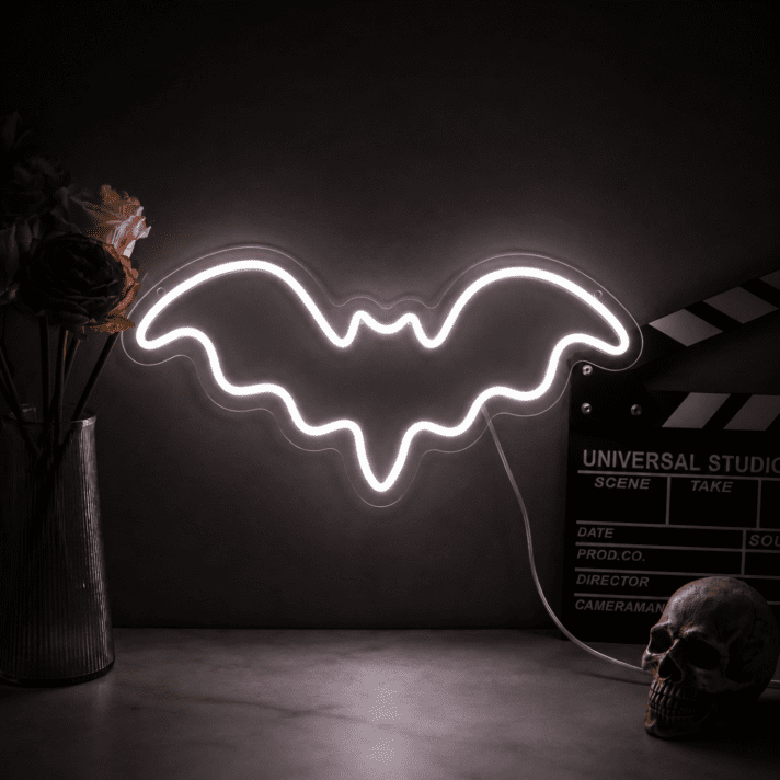Single Bat Outline LED Neon Sign for Halloween Decor