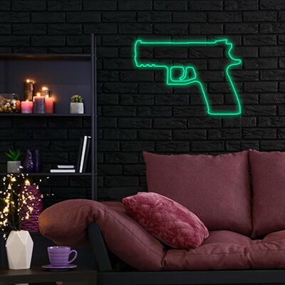 Gun Neon Sign for Bold and Edgy Decor