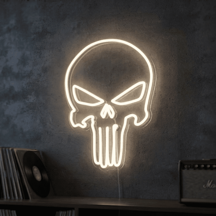 Long-Tooth Skull Outline LED Neon Sign for Halloween Decor