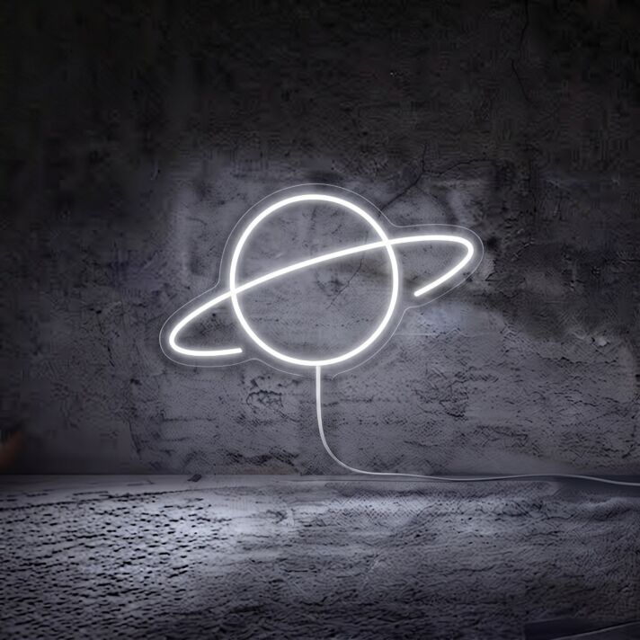 Saturn Neon Sign for Space Themed Decor