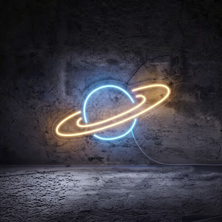 Saturn Neon Sign for Space Decor