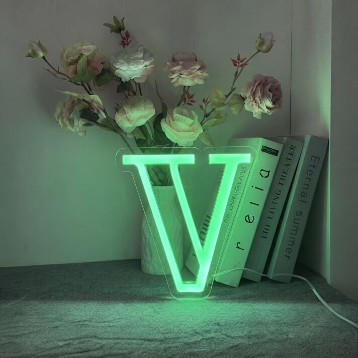 Letter V Neon Sign for Personalized Decor