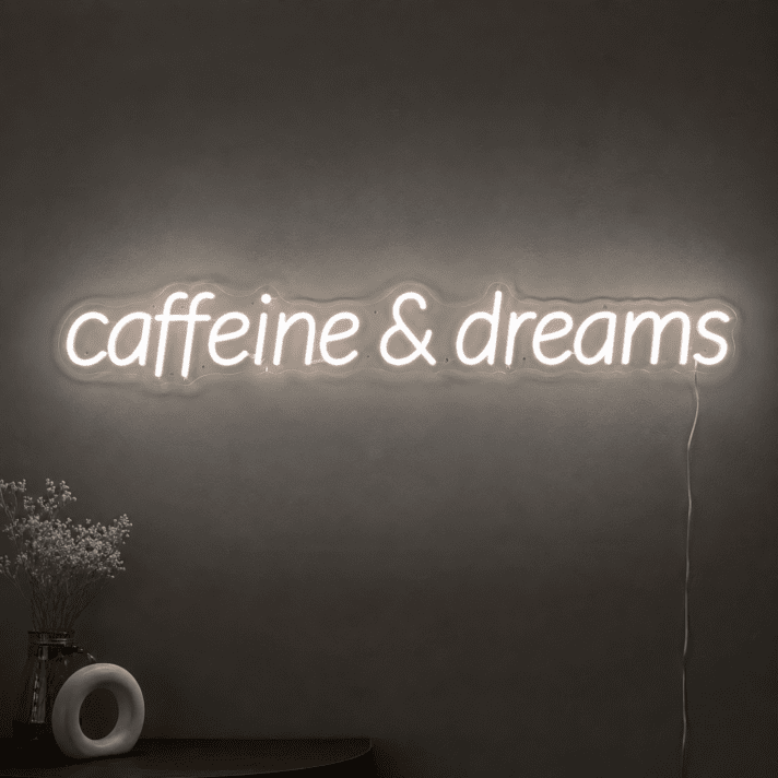 Caffeine And Dreams Neon Sign Ideal for coffee shops and dreamers