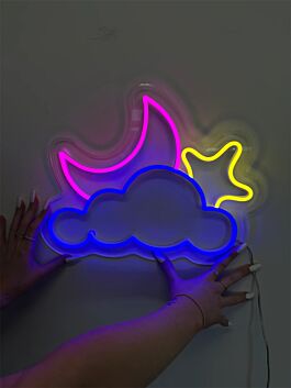 Starry Night Moon, Star and Cloud LED Neon Sign