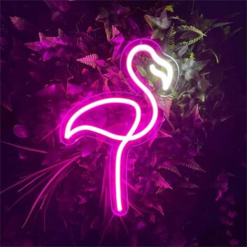 Stock Flamingo Outline LED Neon Sign