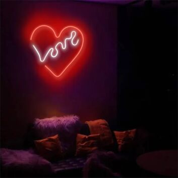 LOVE Word in Heart LED Neon Sign
