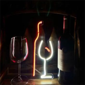Brighten Up Your Bar, Dining Area, or Wedding Ambiance with Wine Glass LED Neon Sign Art.