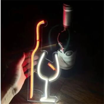 Brighten Up Your Bar, Dining Area, or Wedding Ambiance with Wine Glass LED Neon Sign Art.