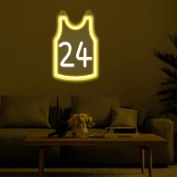 Brighten Your Space: Yellow And White No 24 LED Neon Light for Home, Office, and Bar Ambiance Enhancement.