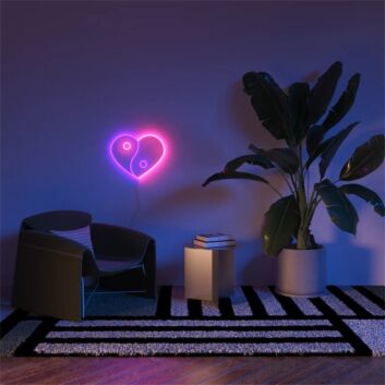 Bring Harmony to Your Space: Yin and Yang Heart LED Neon Sign Perfect for Home Decor, Yoga Studios, and Relaxing Evenings.