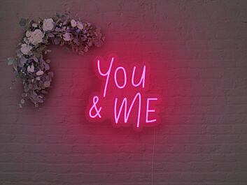 Brighten Your Romance and Celebrations: You and Me LED Neon Sign for Weddings, Anniversaries, and Cozy Home Evenings.