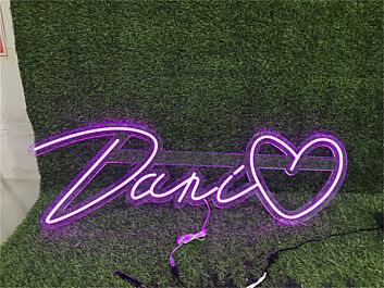 Brighten Your Special Day: Custom Name Dani With Heart LED Neon Sign for Weddings, Anniversaries, and Home Decor.