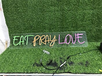 Elevate Your Space: Eat Pray Love Custom LED Neon Sign Perfect for Weddings, Home Decor, and Cozy Cafés