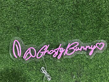 Brighten Up Your Space: Ghosty Bunny Heart Custom LED Neon Sign for Weddings, Home Decor, and Festive Celebrations