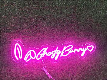 Brighten Up Your Space: Ghosty Bunny Heart Custom LED Neon Sign for Weddings, Home Decor, and Festive Celebrations