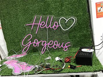 Brighten Up Your Space: Hello Gorgeous With Heart LED Neon Sign for Weddings, Bars, and Chic Home Decor