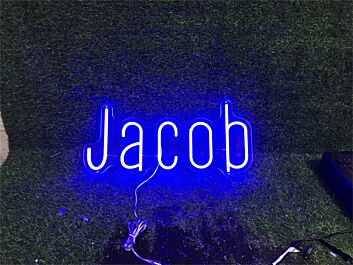Elevate your wedding, bar ambiance, or office space with the Personalize Custom Jacob LED Neon Sign.