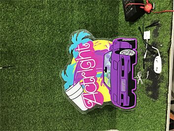 Brighten Your Drive-Thru Cafe or Auto Shop with the Vibrant Uv Actright With Car LED Neon Sign.