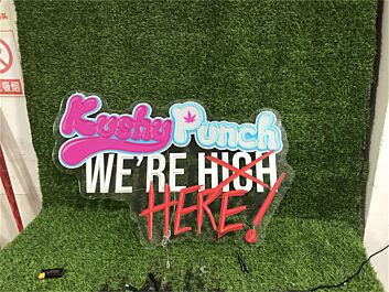 Brighten Your Bar, Office, or Home with the Vibrant Uv Sign Kushy Punch Logo LED Neon Sign - Perfect for Parties and Weddings.