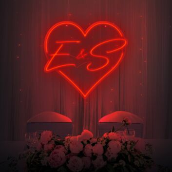 Customized Initials Heart Neon Sign