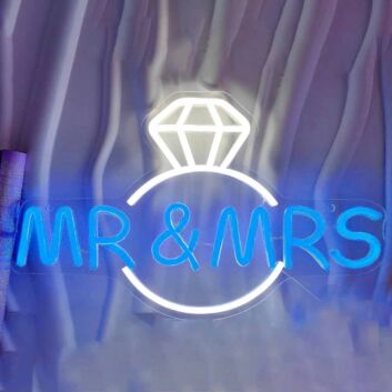 Mr &amp; Mrs Diamond Ring LED Neon Sign