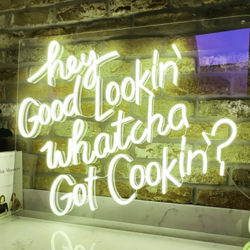 Hey Good Lookin&#039;, Whatcha Got Cookin&#039; Neon Sign Add Retro Flair to Your Space