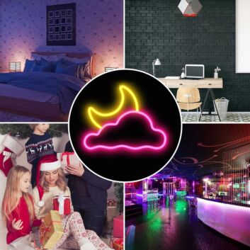 Brighten Up Your Nights: Perfect for Home Decor, Romantic Evenings, and Parties with the Clouds And Moon Neon Sign.