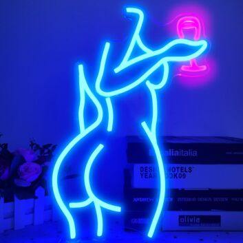 Elevate Your Bedroom, Boutique, or Bachelorette Bash with the Dark Blue Mannequin Women&#039;s Bedroom Neon Sign.