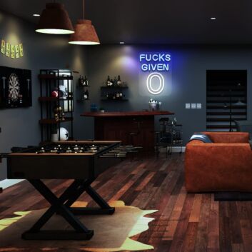 Transform Your Space into a Vibrant Celebration with Deep Blue Fucks Civen Bar Neon Sign - Perfect for Home Decor, Offices, Bars, and Weddings.