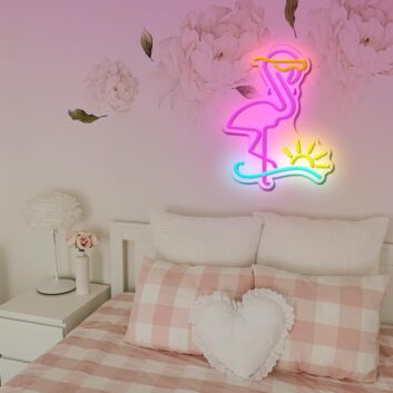 Flamingo Sunset and Wave LED Neon Sign