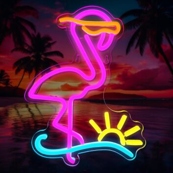 Flamingo Sunset and Wave LED Neon Sign