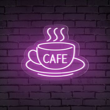 Brighten Up Your Café, Kitchen, or Coffee Nook with the Cafe Word Hot Cup Neon Sign.